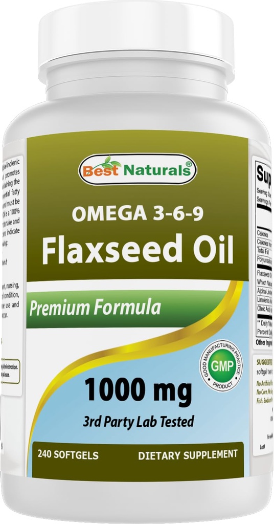 제일 자연적인 Flaxseed 기름 1000 mg 240 Softgels - 심장 건강을 위한 Omega-3-6-9