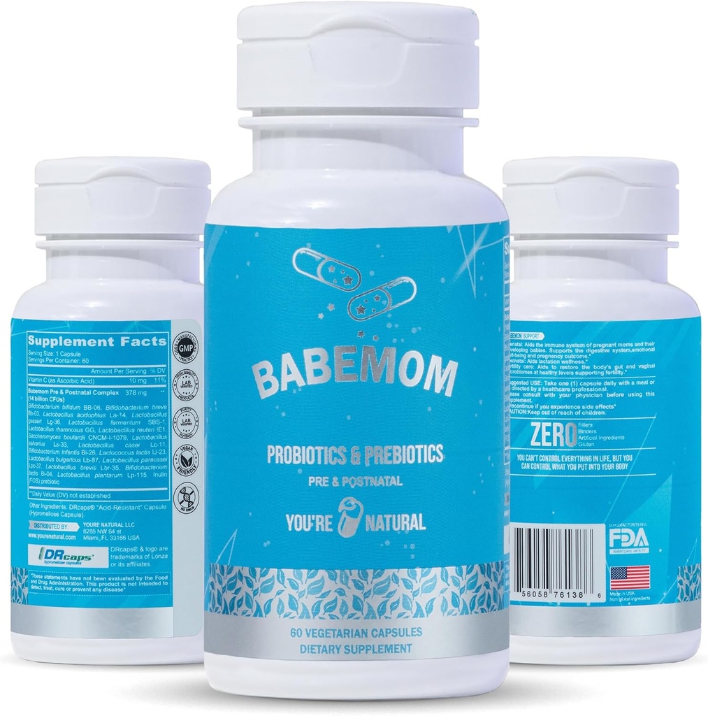 여성과 아기를위한 NATURAL Pre & Postnatal Probiotic & Prebiotic Vitamin | 60 일 공급