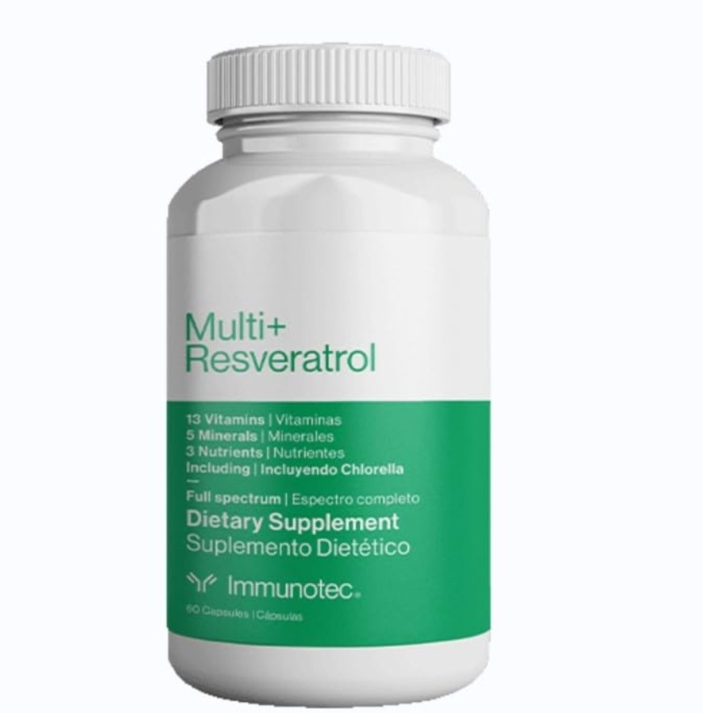 Immunotec - Multi+ Resveratrol - 가득 차있는 스펙트럼 규정식 보충교재 - 13 비타민, 5 무기물, 염소를 가진 3 영양사