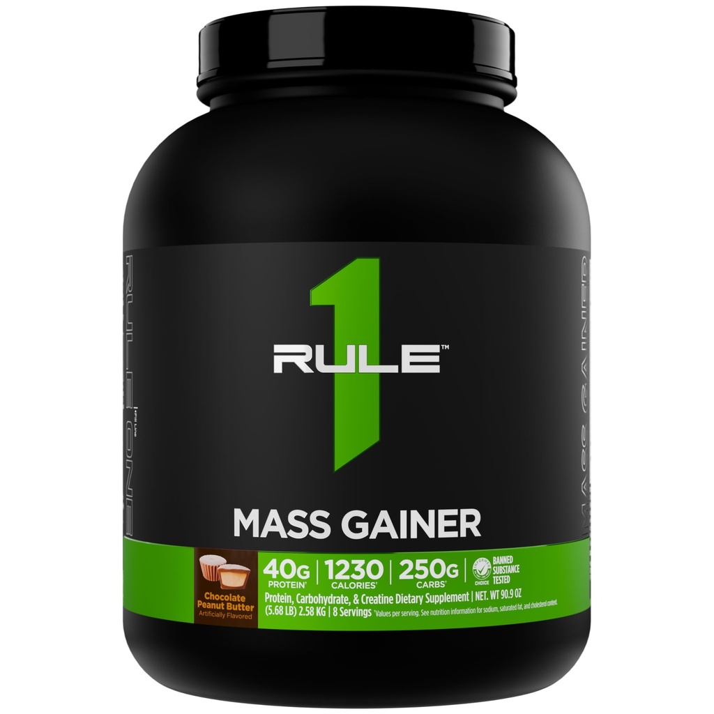 규칙 1 대량 게인 - 1,220 + 칼로리, 250g + 복합 캐비 블렌드, 40g All-Whey Protein Per 서빙 (8 서빙, 초콜릿 땅콩 버터)