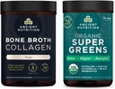 고대 영양 뼈 Broth 교원질 분말, 순수한, 30의 서빙 + 유기 Supergreens 분말, 녹색 풍미, 25의 서빙