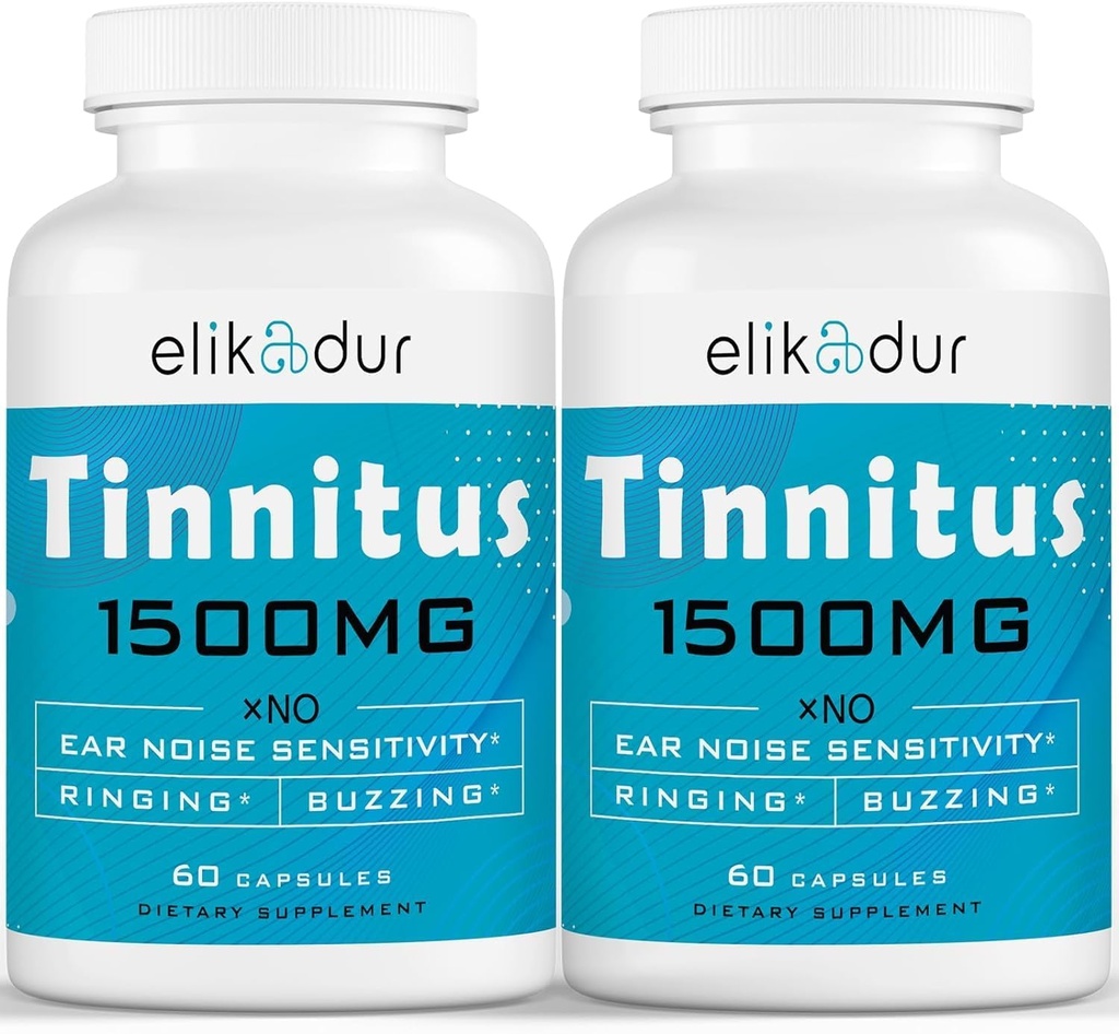 반지 귀를 위한 1500 MG Tinnitus, 귀 반지를 위한 Tinnitus 보충교재, 번식 초본 혼합, 여자 남자를 위한 귀 Tinnitus, (60의 모자, 2 팩)