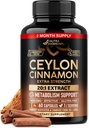 Ceylon Cinnamon 캡슐 - 여분의 강도 - 에너지 심장 & 남성을위한 대사 지원 - 순수한 자연 Cinnamon 20 : 1 추출물 보충 - GMO & 글루텐 무료 - 미국 - 60 캡슐 2 개월