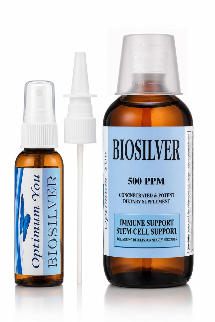 BIOSILVER | 콜라이드 실버 액체 | 500ppm, 추가 강도, 스프레이 병이있는 8 oz | 면역 및 줄기 세포 지원 | 부상 치료 및 뛰어난 치유