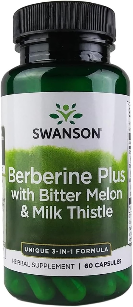 Swanson Berberine Plus with Bitter Melon & Milk Thistle - 3-in-1 공식 60 모자