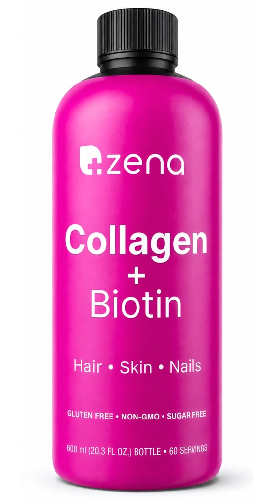 여자 & 남자를 위한 Zena 영양 액체 교원질 (유형 1 & 2) & 5000mcg Biotin, 2500mg Verisol 생물 활성 교원질 펩티드, 머리, 피부, 못 보충교재, 혼합 Berry, 60의 서빙, 20.3 fl oz