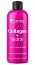 여자 & 남자를 위한 Zena 영양 액체 교원질 (유형 1 & 2) & 5000mcg Biotin, 2500mg Verisol 생물 활성 교원질 펩티드, 머리, 피부, 못 보충교재, 혼합 Berry, 60의 서빙, 20.3 fl oz