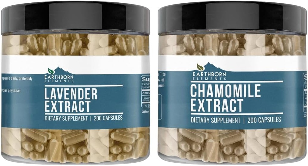 Earthborn 성분 Chamomile 추출물과 Lavender 추출물 뭉치, 200의 캡슐, 순수한 & undiluted, 첨가물 없음