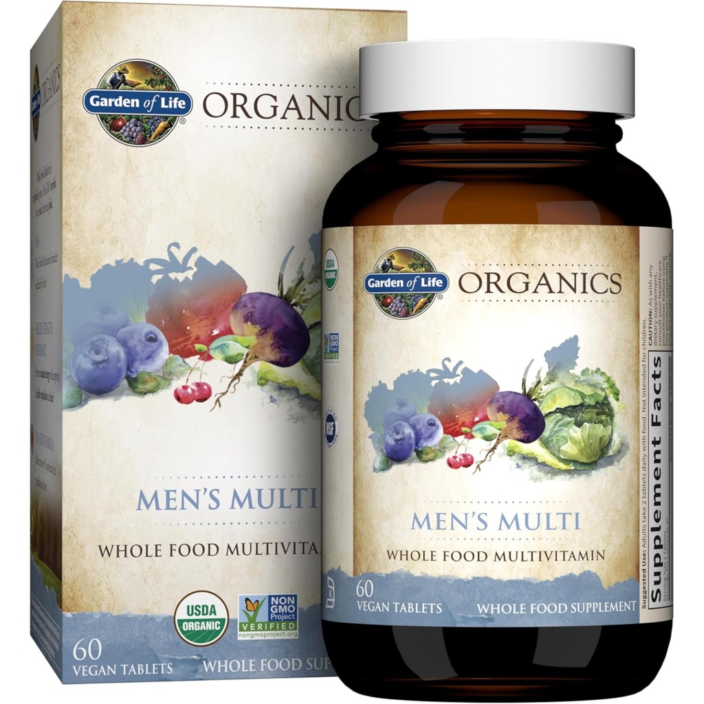건강과 웰빙을 위한 생활 유기 전체적인 음식 Multivitamin의 정원, 60의 정제, Vegan Mens 비타민 및 무기, 증명된 유기 Vegan 다