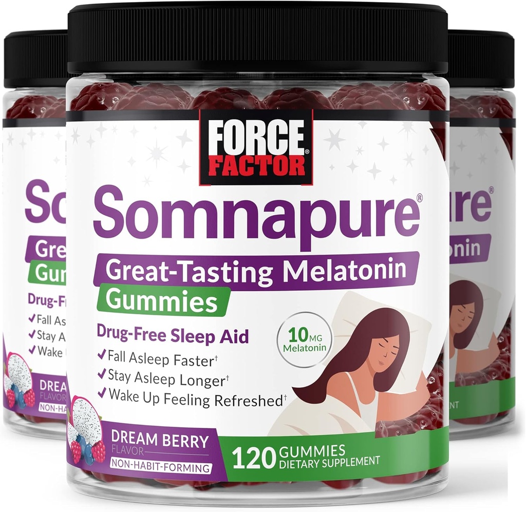 성인을 위한 Melatonin를 가진 힘 요인 Somnapure Gummies, 깊은 잠을 위한 Non-Habit-Forming 잠 원조 보충교재, 체재 잠 더 길게, 재상하게, 꿈 베리 풍미, 360의 Gummies (포장 3)