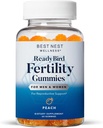 Best Nest Wellness Fertility Gummies - 개념 지원을위한 Prenatal Multivitamin - 메틸화 된 비타민과 영양 보충 - Coenzyme Q10 - Peach, 60 Gummies와 함께 활력 건강 지원