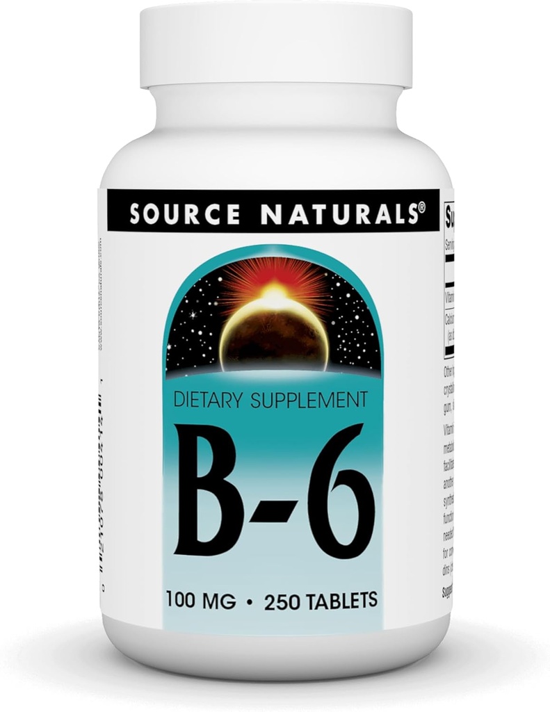 Source Naturals 비타민 B-6, 100 mg 면역 체계 지원 - 250 정제