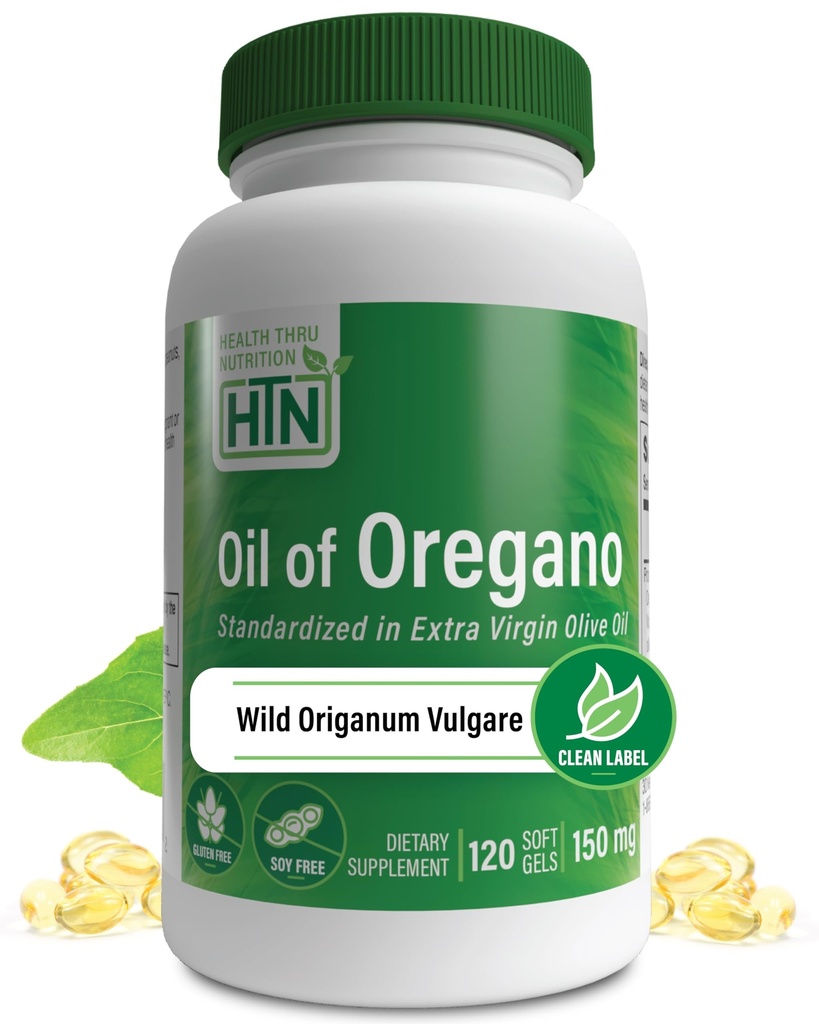 Oregano 120 Mini-Softgels의 오일 | 야생 수확 | 유럽 40:1 Origanum Vulgare는 600mg Oregano와 같은 엑스트라 버진 올리브 오일 | Non-GMO 글루텐 무료 | Health Thru Nutrition (120 포장)