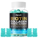 Biotin Collagen Gummies - 머리 피부와 손톱 비타민 여성 및 남성 - 머리 성장 비타민 : B1, B2, B3, B6, B7, Collagen, Keratin, 비타민 A & D - 머리 성장 보충교재 - 60 거미 곰