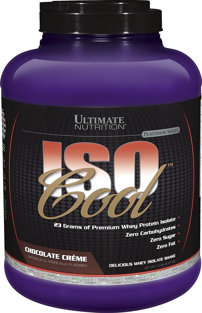 Ultimate Nutrition ISO Cool Whey Isolate Protein Powder - Keto-Friendly - Sugar, Carb 및 Fat-Free - 서빙 당 단백질 23 그램, 초콜릿, 5 파운드