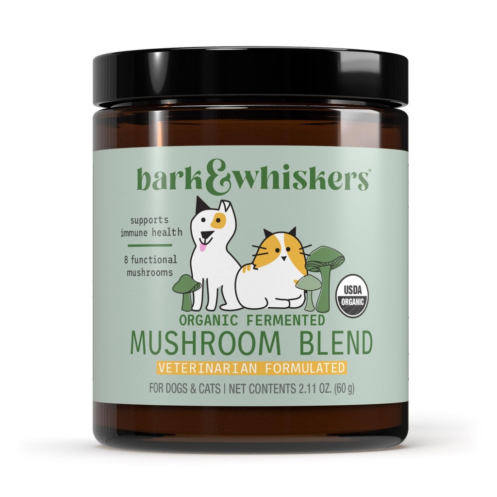 Mercola Bark & Whiskers Organic Fermented Mushroom Blend - Cat & Dog Supplement - 소화 및 면역 건강 지원 - 첨가제, 필러 및 글루텐 - 2.11 온스에서 무료. (60 Scoops)