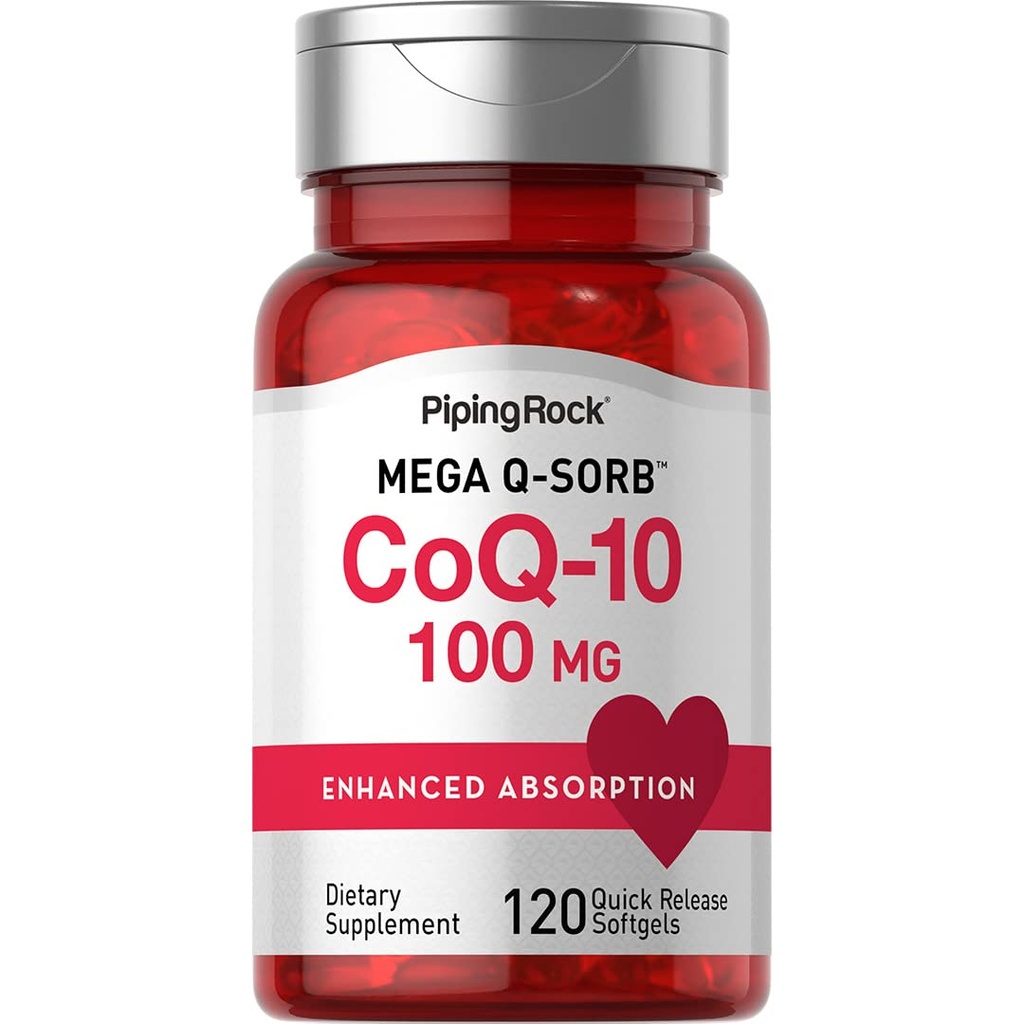 Piping Rock CoQ10 100mg | 120 Softgels | 검은 후추 추출물 | Non-GMO, 글루텐 무료 보충