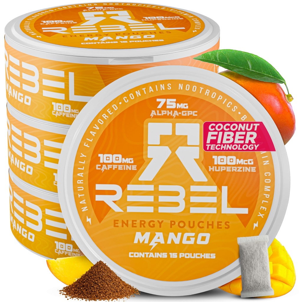 Nootropic 에너지 카페인 주머니 • 100mg 카페인 • 알파 GPC • Huperzine A & 정유 비타민 • 설탕 자유로운 • 야자열매 섬유 기술 • 망고 풍미 • 깡통 당 15의 주머니 ( 4)
