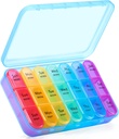 ASprink Pil Box 3 시간, 주간 Pill 주최자 3 시간 - 매일 Pill 상자 7 일 의학 주최자, 대형 Pill 케이스, 여행 Pill 주최자 (블루)