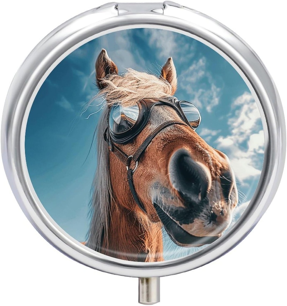 3 Compartment Pill Box Pill Containe Horse Brown Fur Pillbox Case for Travel Small Pill Case Pill 주최자 for Vitamins Fish Oil Box Supplement Box