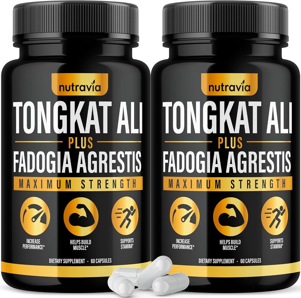 (2 팩) 남자 보충교재를 위한 Tongkat Ali Fadogia Agrestis, 남성 Nitric 산화물 승압기 Longjack Tongkat Ali 추출물 분말 비타민 시험 펌프 교류 성과 혼합 Tongkat Ali (120의 캡슐)