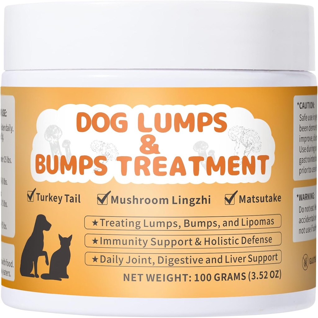 Dogs, Lumps 및 Bumps Dog Supplement를위한 Lipoma 치료 - Dogs Support Digestive & Immune System, 향상된 Mobility, 3.52 oz 용 버섯 분말