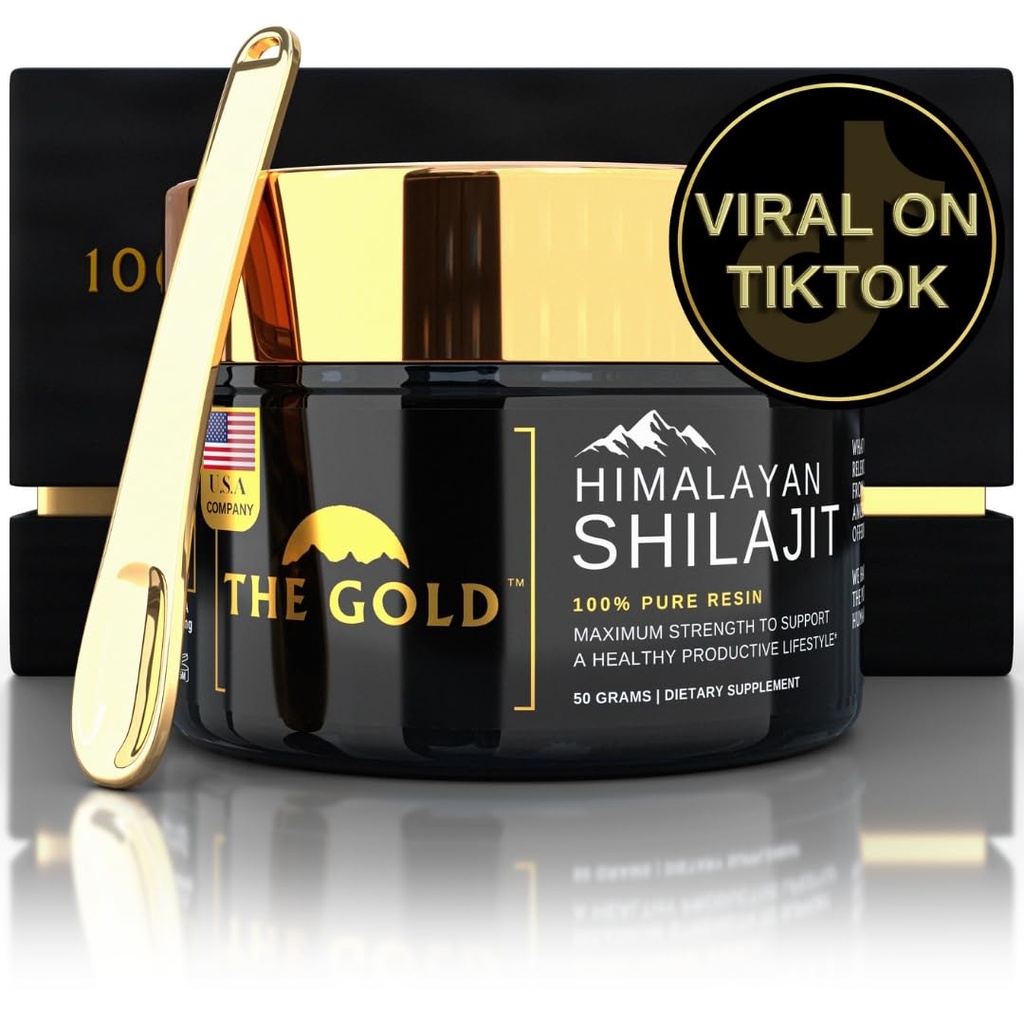 GOLD Shilajit 수지 | Shilajit Pure Himalayan Organic Shilajit for Men & for Women Lab Test in USA Grade A+ Fulvic Acid + Trace Minerals의 천연 다이어트 보충 | 50 그램 100 인분