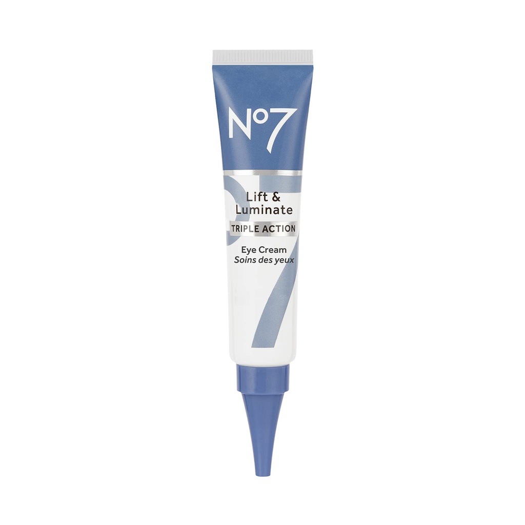 No7 Lift & Luminate Triple Action Under Eye Cream - 비타민 C & Collagen 펩타이드 기술이있는 눈 치료에서 다크 서클 - 붓기, 가방 및 주름의 외관 (0.5 Oz)