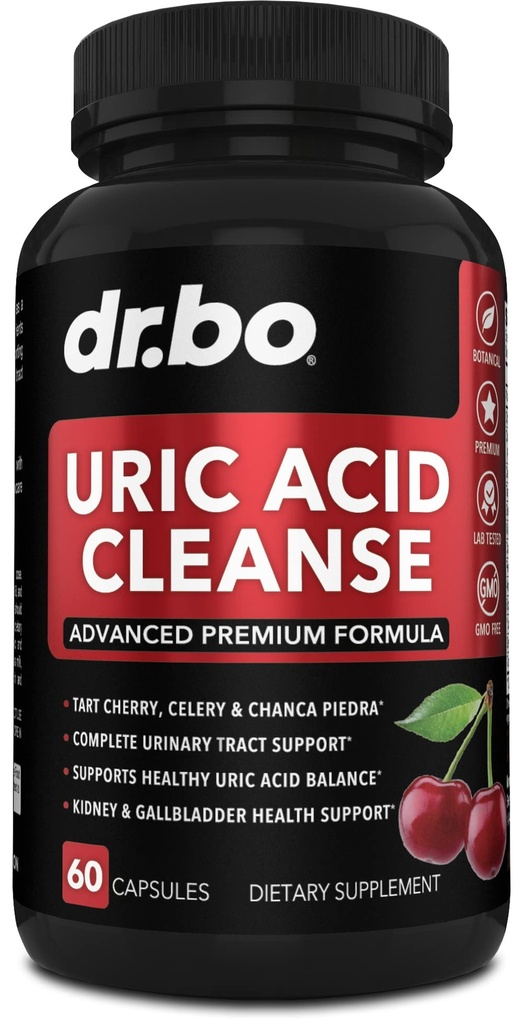 Uric Acid Cleanse Support Supplement - Chanca Piedra, Celery & Tart Cherry Extract Formula와 Kidney 초본 보충제 알약 - 공동 지원, Uric Acid Flush & Kidney Cleanse Detox Purge 캡슐