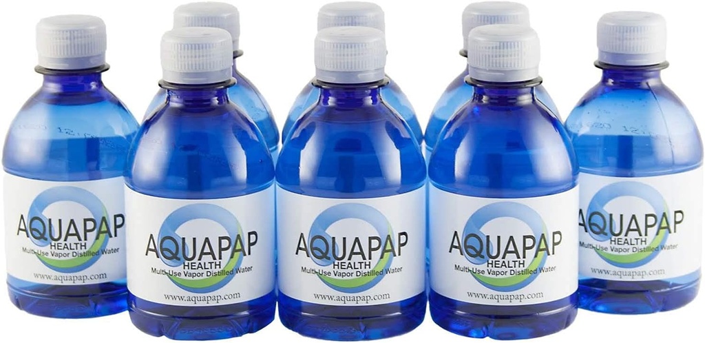AQUAPAP 건강 Neti 남비 관개 증기 증류수 8oz의 8 팩은 병 (물은 neti 남비를 포함하지 않습니다)를 골라냅니다