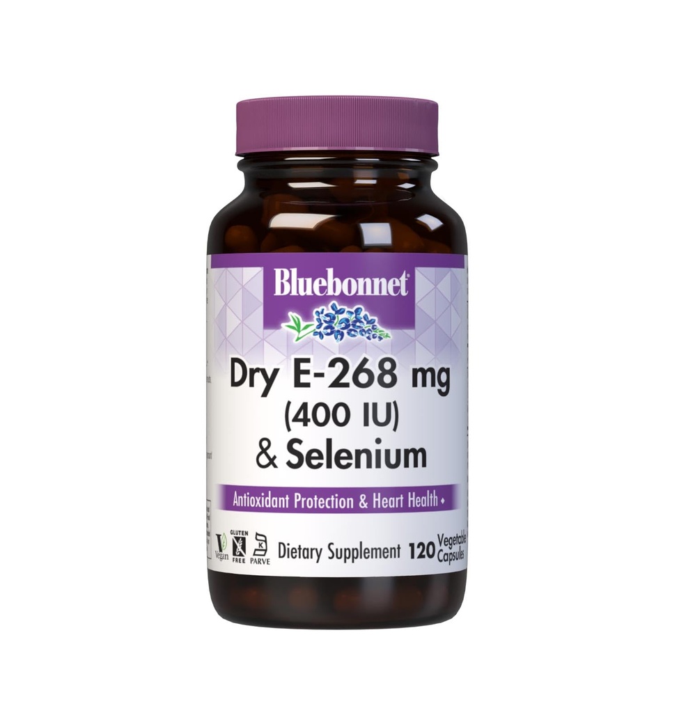 BlueBonnet 건조한 E-400 IU 플러스 셀렌 채식 캡슐, 120 조사, 백색