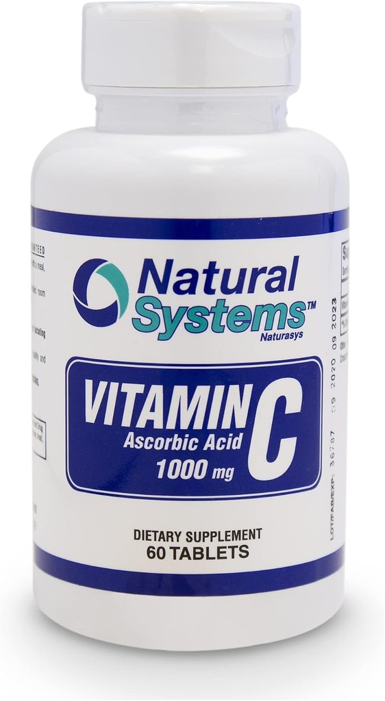 비타민 C 1000mg 정제 - 60 테이블 - 천연 시스템에 의해 면역 지원 및 시스템을 완벽하게 - 규정식 비타민 C 보충 - 아스코르브산 1000mg - 미국에서 만든 - 비타민 C - VIT C