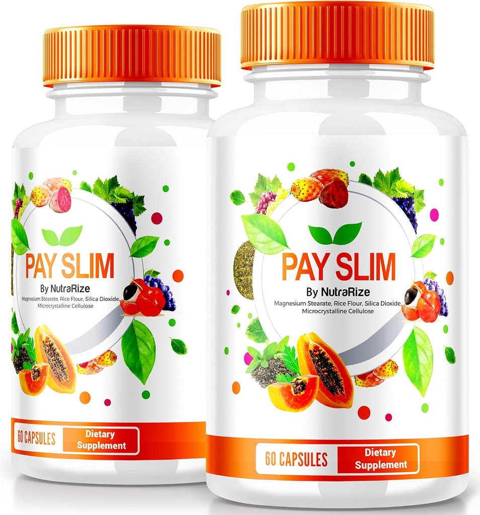NutraRize (2 팩) 지불 슬림 캡슐, PaySlim 건강한 체중 감량을위한 모든 자연 보충, 프리미엄 포뮬러 몸과 피트니스 목표 달성, 공식 리뷰 (120 캡슐)