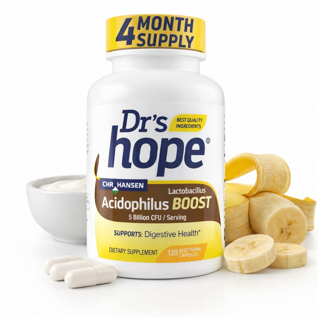 Lactobacbacco Acidophilus Boost 5Billus CFU - 소화 건강을위한 Probiotics - 소화 건강, 면역 기능 및 전반적인 Gut 건강 지원 - 120 Veggie 캡슐, 미국에서 만든