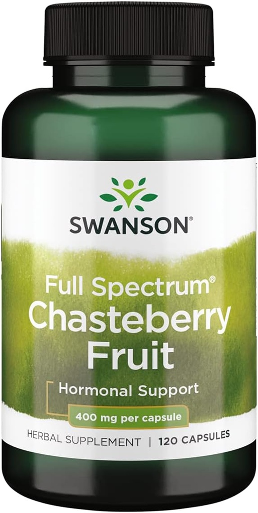 Swanson Chasteberry Fruit - 여성 건강 및 정신 건강 증진 - 5 월 지원 균형 및 피부 건강 - (120 캡슐, 400mg 각)