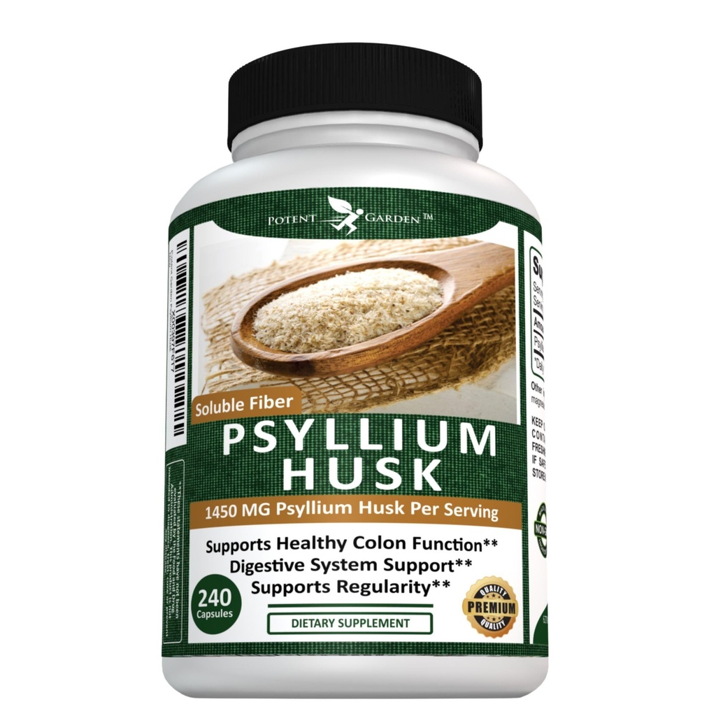 유력한 정원 Psyllium Husk 캡슐 모든 자연적인 & 강력한 수용성 규정식 섬유 보충교재 도움은 정규성 & 소화, 240의 모자를 지원합니다