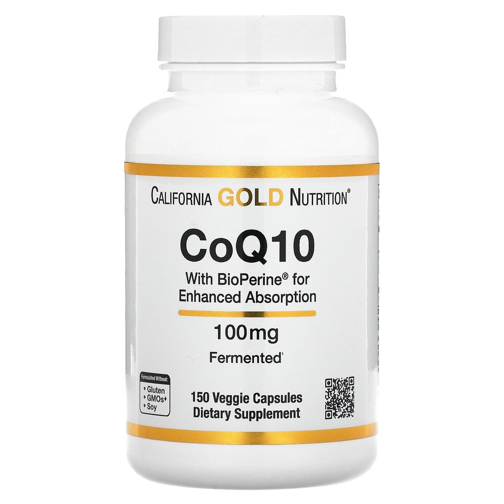 캘리포니아 골드 영양에 의한 CoQ10 - USP 인증, BioPerine과 발효 코엔자임 Q10 - Mitochondrial Support - Vegan Friendly - 글루텐 무료, 비 GMO - 100 mg - 150 Veggie 캡슐