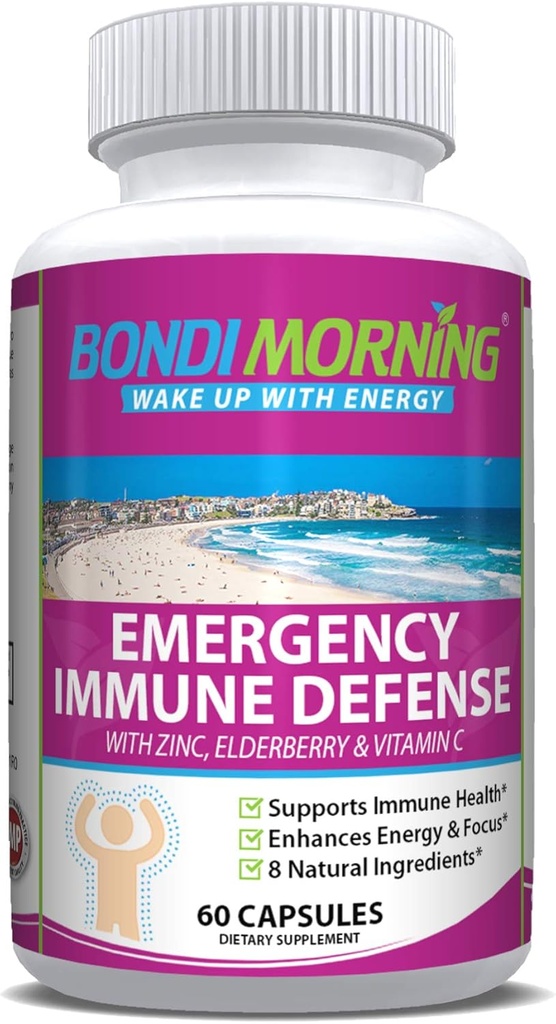 비상 면역 지원 비타민 보충제 - 아연 정제 + Elderberry Extract Bolster Immune System Response, 소화 건강, 에너지 및 초점, 60-Count와 비타민 C
