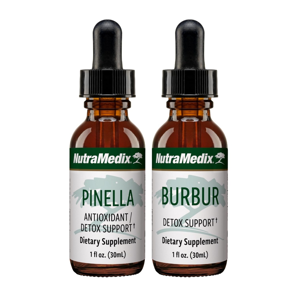 NutraMedix Detox Support Bundle - Cleansing & Detox Support & Occassional Brain Fog - Pinella Anise Drops & Burbur Extract for Healthy Detoxification (2 카운트, 1 Oz)