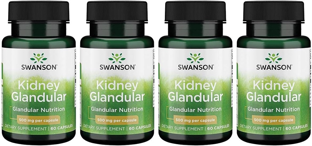 Swanson Kidney Glandular 500 mg 60 모자 4 팩