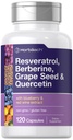 Horbäach Resveratrol Berberine 포도 씨앗 & Quercetin | 블루 베리 및 레드 와인 추출 | 120 캡슐 | 비 GMO, 글루텐 프리 & 채식 보충교재
