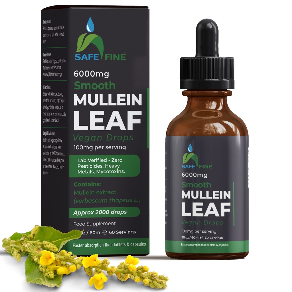 호흡 건강을위한 유기 Mullein Tincture Drops - 천연 폐 지원, 알코올 - 무료, Vegan, Non-GMO, 초본 추출물, 2 fl oz (60ml) 천연 수면 보조 및 면역 지원