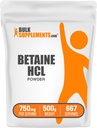 BulkSupplements.com 베타인 HCl 파우더 - 베타인 염산염 보충, 소화 지원 - 글루텐 무료, 봉사 당 750mg, 500g (1.1 파운드) (팩 1)