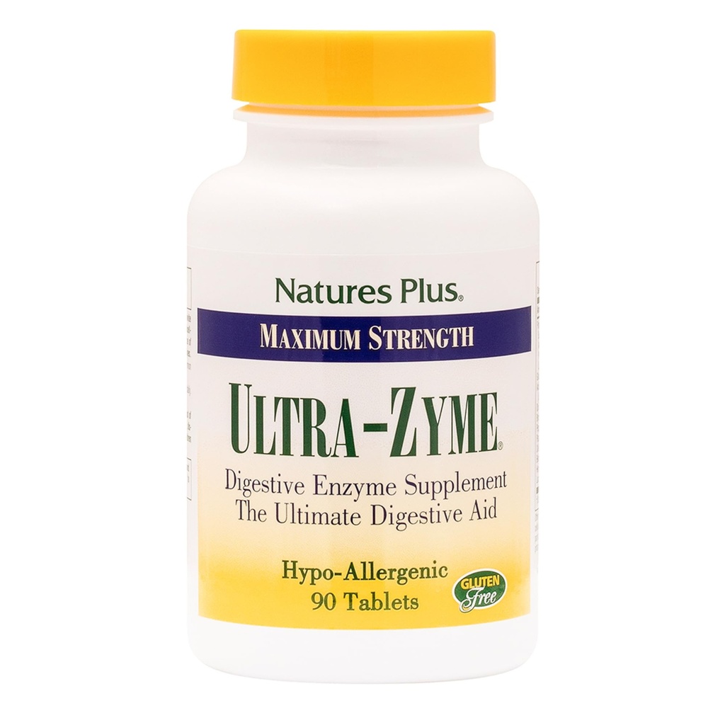 NaturesPlus Ultra-Zyme - 90 태블릿 - 건강한 소화를 지원하기 위해 효소 보충 - 글루텐 무료 - 45 서빙