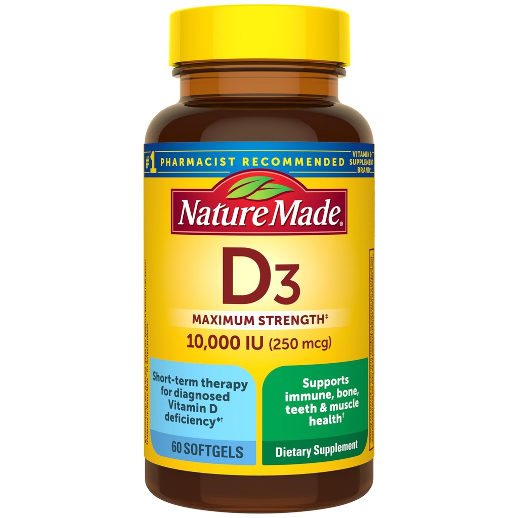 성격은 비타민 D3 10000 IU (250 mcg) 최대 힘, 뼈와 면역 건강을 위한 비타민 D 보충교재, 60 Softgels, 60 일 공급을 만들었습니다