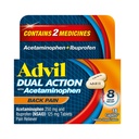 Advil 이중 활동 뒤 고통 작은 구멍은 250mg Ibuprofen를 전달하고 뒤 고통 구호의 8 시간 동안 복용량 당 500mg Acetaminophen - 18 조사