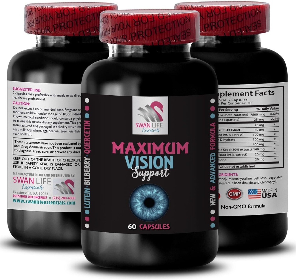Sharp Perception - EYE VISION SUPPLEMENT - 크리스탈 클리어 시력, 눈 선명도, 초점 장점, 초점보기, 비전 부스트, 클리어 렌즈, 밝은 장면, 세부 사항보기, 샤프 세부 사항 1 병 60 캡슐