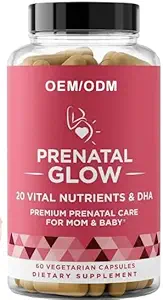Prenatal Glow Vital Nutrients & DHA - 여성을위한 프리미엄 Prenatal Care Fetal Development, 더 많은 Pleasant 임신 1 개월 공급 60 캡슐