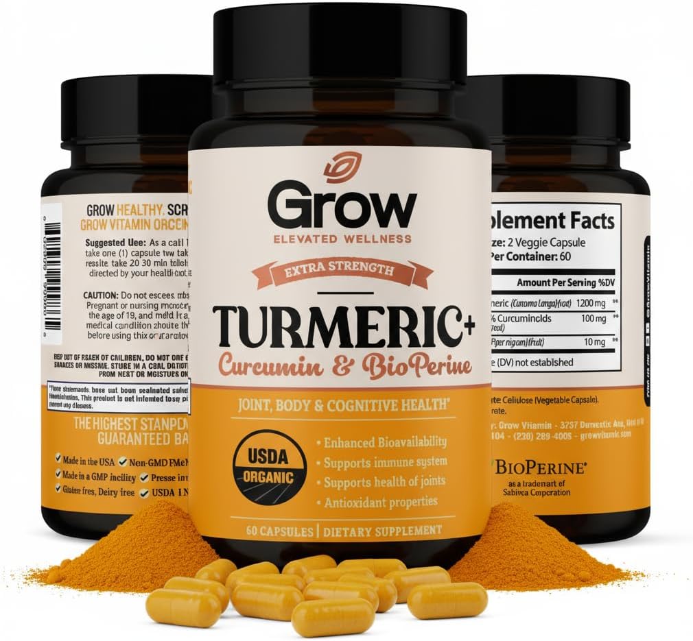 비타민 Curcumin+ Ultra: Organic High-Potency Blend | 95% Curcuminoids가있는 최대 강도 Turmeric 공식 | USDA 인증 | 30일 공급