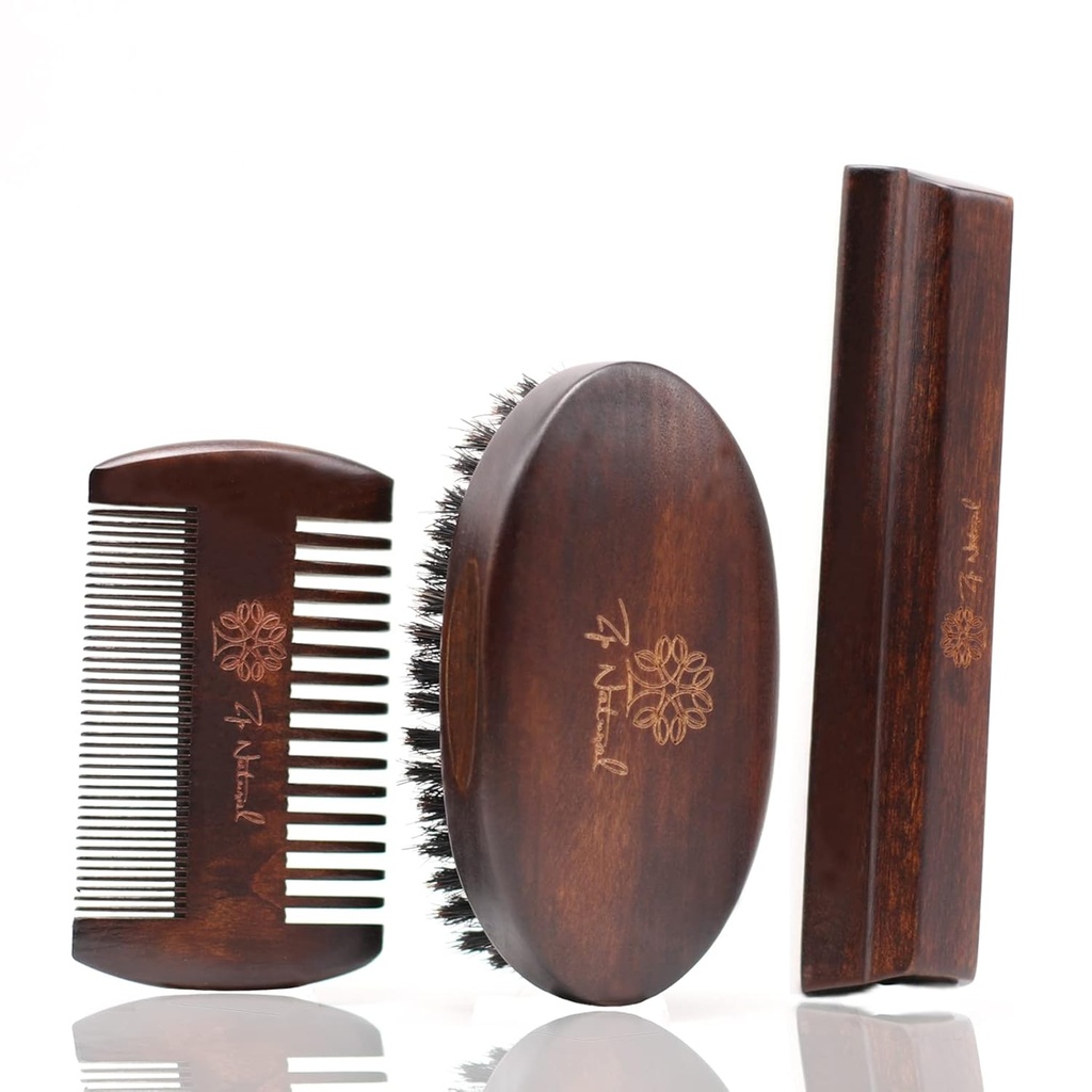 남자를위한 Beard Grooming 키트 - 유럽 빈티지 스타일 w/Beard Comb, Beard Brush, Beard Bar - 남자의 Beard Care에 초점을 맞추고, 남자의 Beards를 마스터 세계